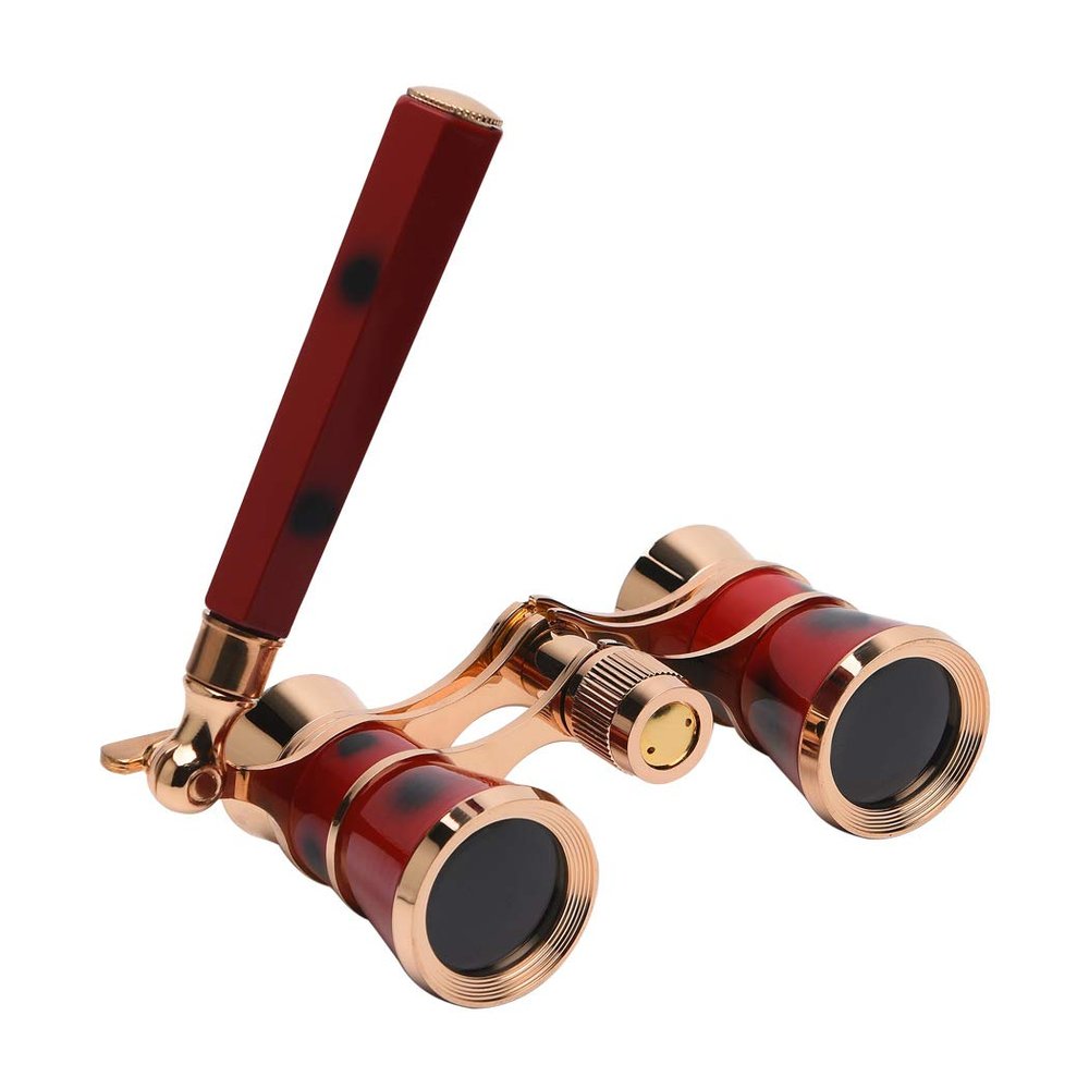 Binoculars Opera Glasses European Aristocratic Antiques Portable Telescope for Ladies and Children Restoring Ancient Ways Collectible PTZD060(Red)