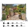 CSFOTO 12x8ft Jerusalem Old House Narrow Street Backdrop Jerusalem Backdrop Spring Flowers Trees Background for Photography Wedding Party Supplies Judaism Event Decor Banner view 2