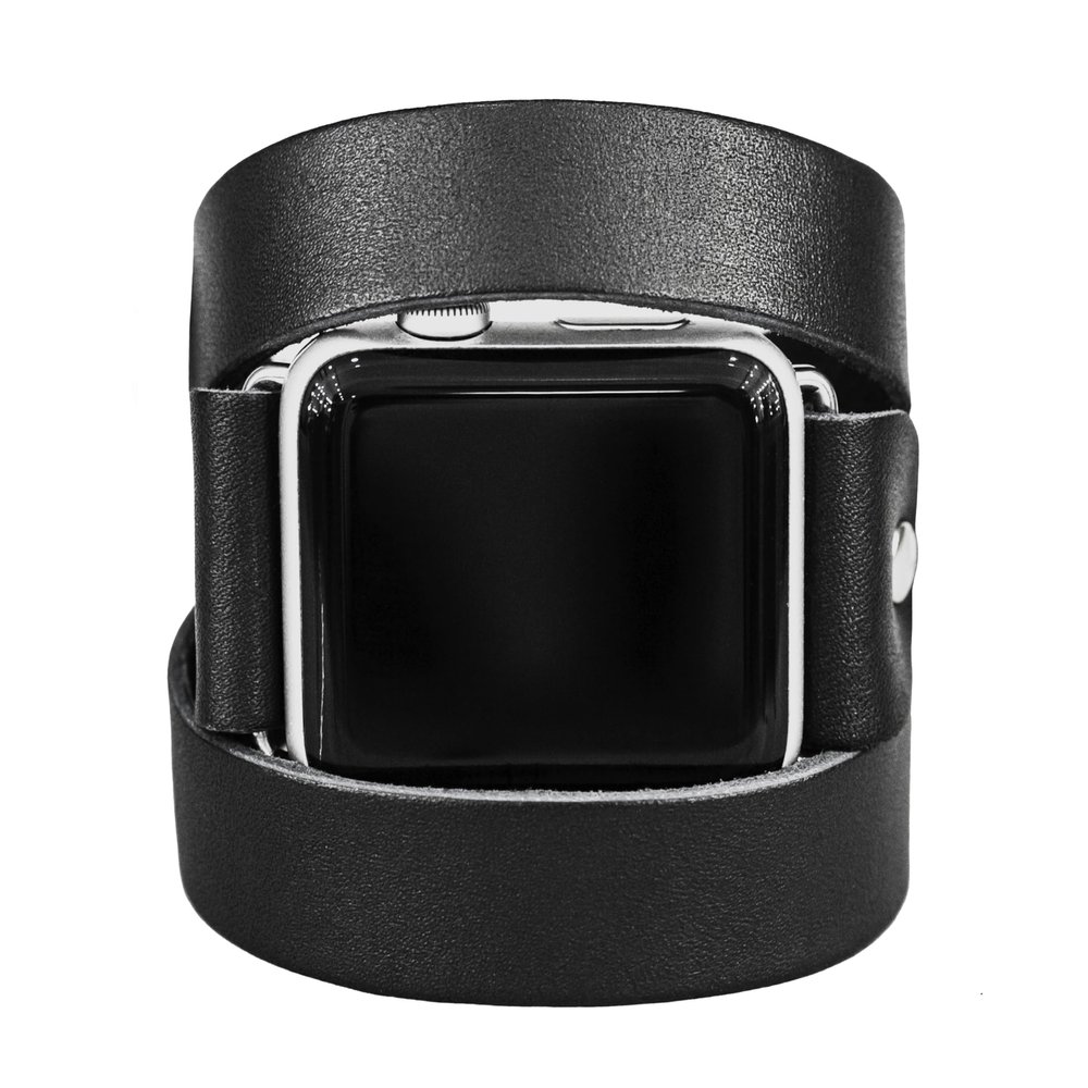 Leather double wrap band compatible with Apple watch 38mm 40mm 41mm 42mm 44mm 45mm 46mm 49mm, Handmade UA 1875