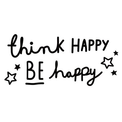 Black 15''X 32'' Think Happy be Happy Wall Decal Saying Family Room Quotes Sayings Stickers Wall Dcor