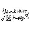 Black 15''X 32'' Think Happy be Happy Wall Decal Saying Family Room Quotes Sayings Stickers Wall Dcor view 1