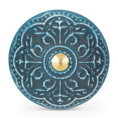 Abbott Collection 27-HOME-47 Scroll Texture Knob-Blu-1.5" D, 1.5 inches D, Blue