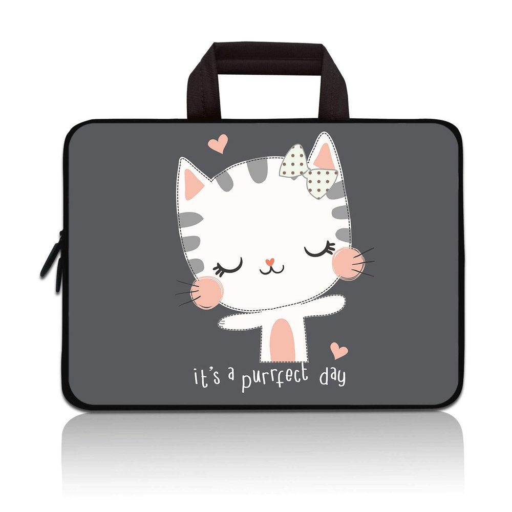 11 11.6 12 12.1 12.5 inch Laptop Carrying Bag Chromebook Case Notebook Ultrabook Bag Tablet Cover Neoprene Sleeve Fit Apple MacBook Air Samsung Acer HP DELL Lenovo Asus(Cute Kitty)
