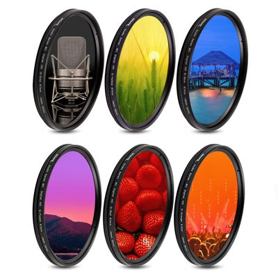 6 Piece Multi-Coated Professional Gradual Color Filter Kit Set with Protective Filter Wallet (77mm)