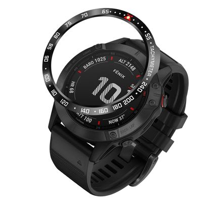 BaiHui Bezel Styling Compatiable with Garmin Fenix 6X/6X Pro Stainless Steel Bezel Ring Adhesive Cover Anti Scratch & Collision Protector for Garmin Watch Accessory (Black - Not for 6/6 Pro)