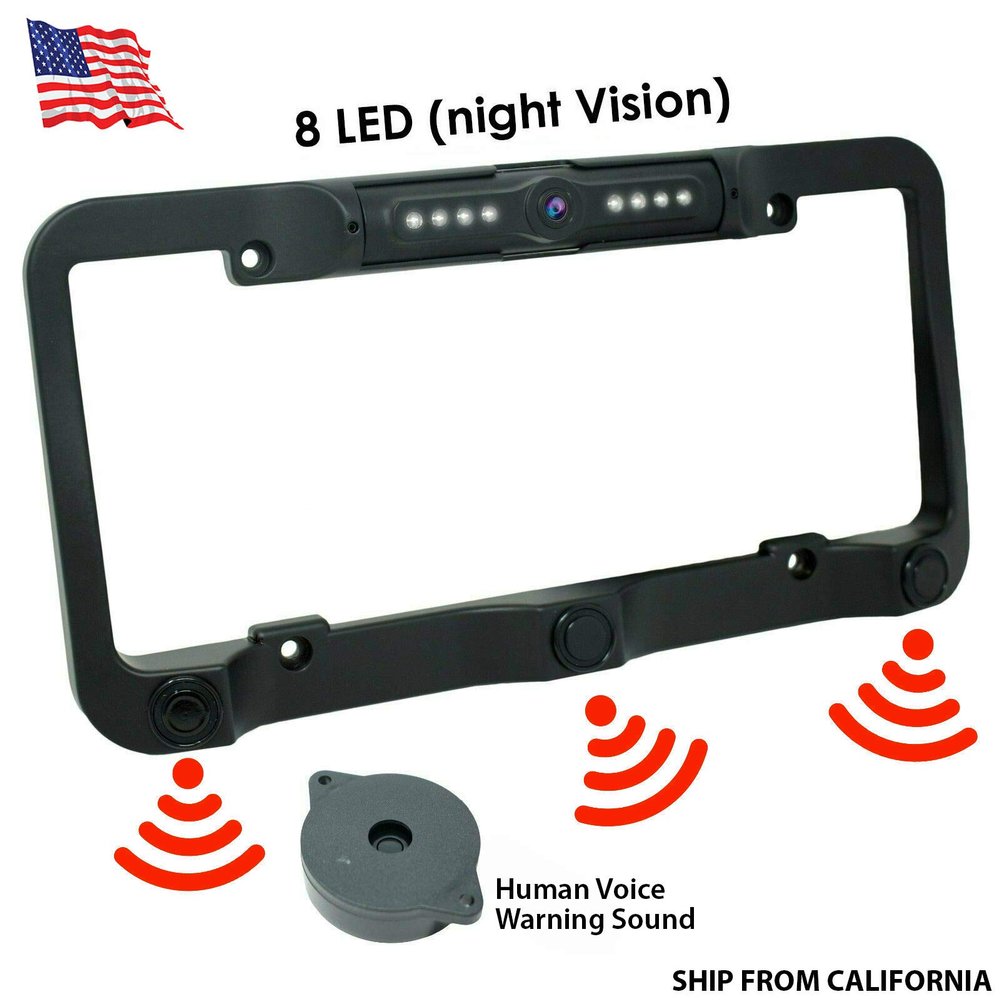 Procam License Plate Backup Camera Rear View Camera Three Parking Sensors LED