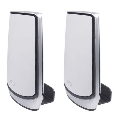 Koroao Metal Wall Mount Holder for Orbi Whole Home Tri-Band Mesh WiFi 6 System/Orbi Ultra(RBK850)(RBK852)(RBK853)/(RBS750)(RBS751)(RBK752)(RBK753)(960/860 Series)/(AX4200)(AX5700)(AX6000) (2-Pack)