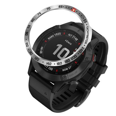 BaiHui Stainless Steel Bezel Ring Compatiable with Garmin Fenix 6X/6X Pro Watch, Bezel Ring Adhesive Cover Anti Scratch & Collision Protector for Garmin Watch Accessory (Silver - Not For 6/6 Pro)