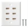 Ethernet Wall Plate, 6 Port Cat6 RJ45 Keystone Inline Coupler Wall Plate for Cat7/6/5/5e Ethernet Devices - White view 2