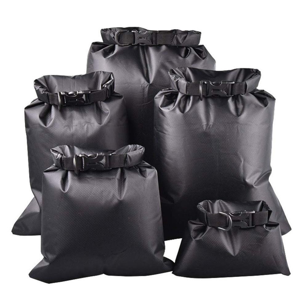 5PCS Dry Compression Sack Beach Dry Bag Portable Multifunctional Waterproof Storage Pouch for Kayaking Camping Boating (Black, 1.5L, 2.5L, 3L, 4L, 8.5L)
