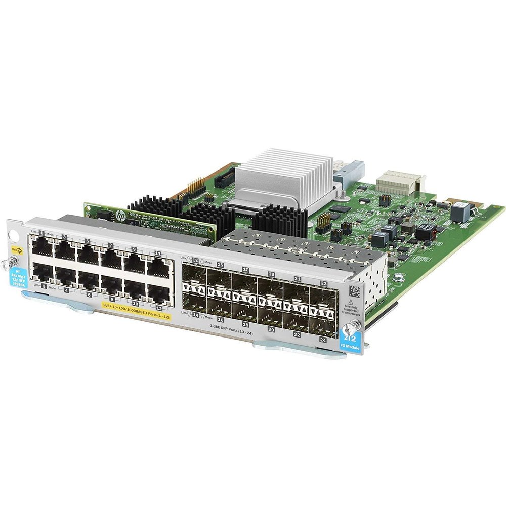 HP J9989A 12P POE+ / 12P 1GBE SFP V3 ZL2 Module New Sealed (Renewed)