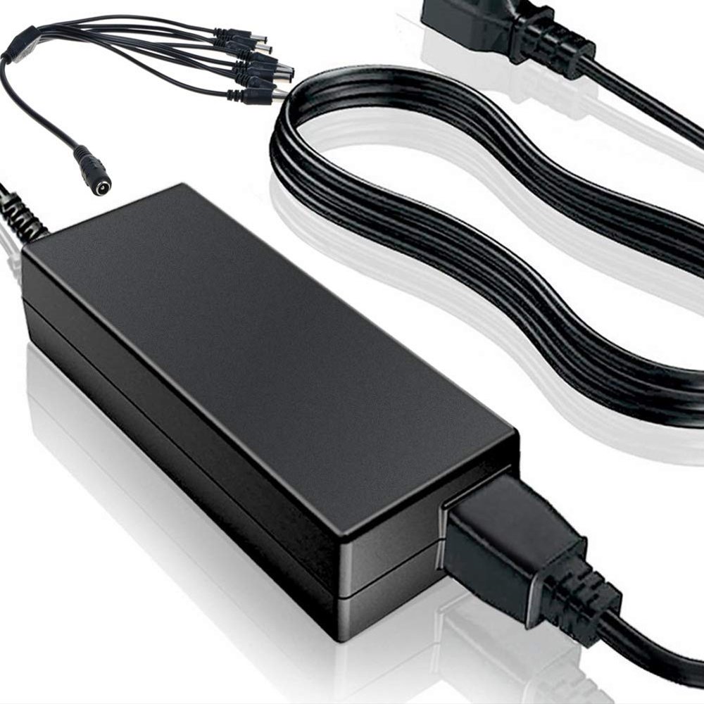 SupplySource 12V 5A Power Adapter +8 Split Power Cable for Amcrest CCTV Security Camera DVR