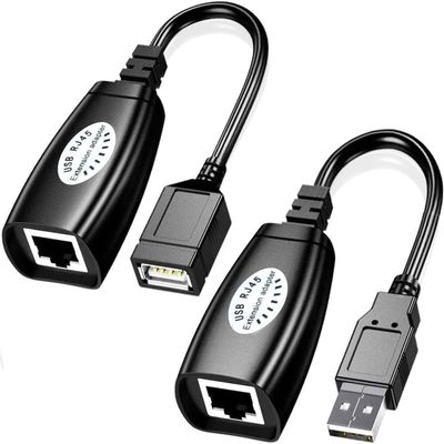 USB Extender Over RJ45 Cat 6/5/5e Adapter, RJ45 Ethernet Splitter to USB Extension UP to 50m/164ft, Compatible with Computers, Mobile Phones, Mice, Keyboards, U Disks, Printers, Cameras