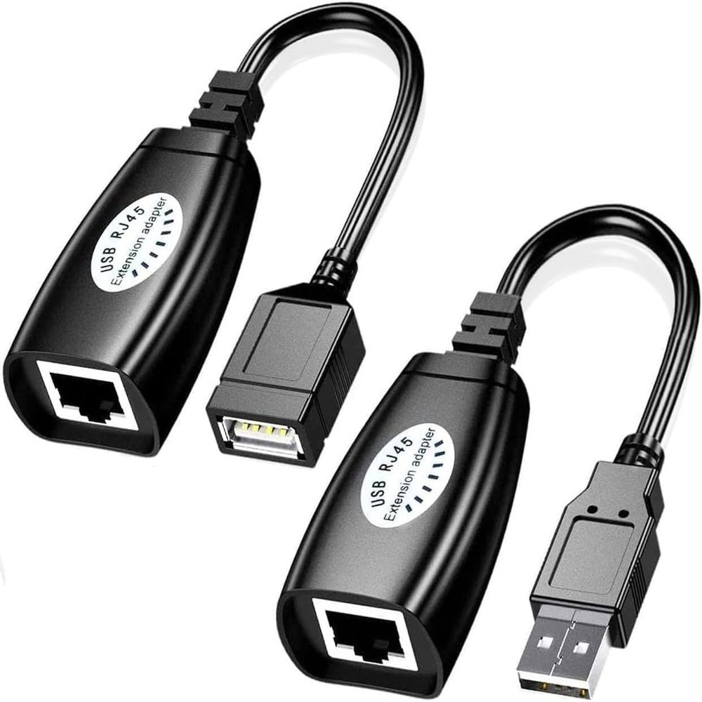 USB Extender Over RJ45 Cat 6/5/5e Adapter, RJ45 Ethernet Splitter to USB Extension UP to 50m/164ft, Compatible with Computers, Mobile Phones, Mice, Keyboards, U Disks, Printers, Cameras