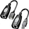USB Extender Over RJ45 Cat 6/5/5e Adapter, RJ45 Ethernet Splitter to USB Extension UP to 50m/164ft, Compatible with Computers, Mobile Phones, Mice, Keyboards, U Disks, Printers, Cameras view 1