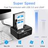 ikuai SATA to USB 3.0 Dual Bay Hard Drive Dock for 2.5"/3.5" SATA HDD SSD with Micro SD Card Reader 2 USB 3.0 Port, Offline Clone Function External Hard Drive Docking Station, 2X20TB and UASP Support view 4