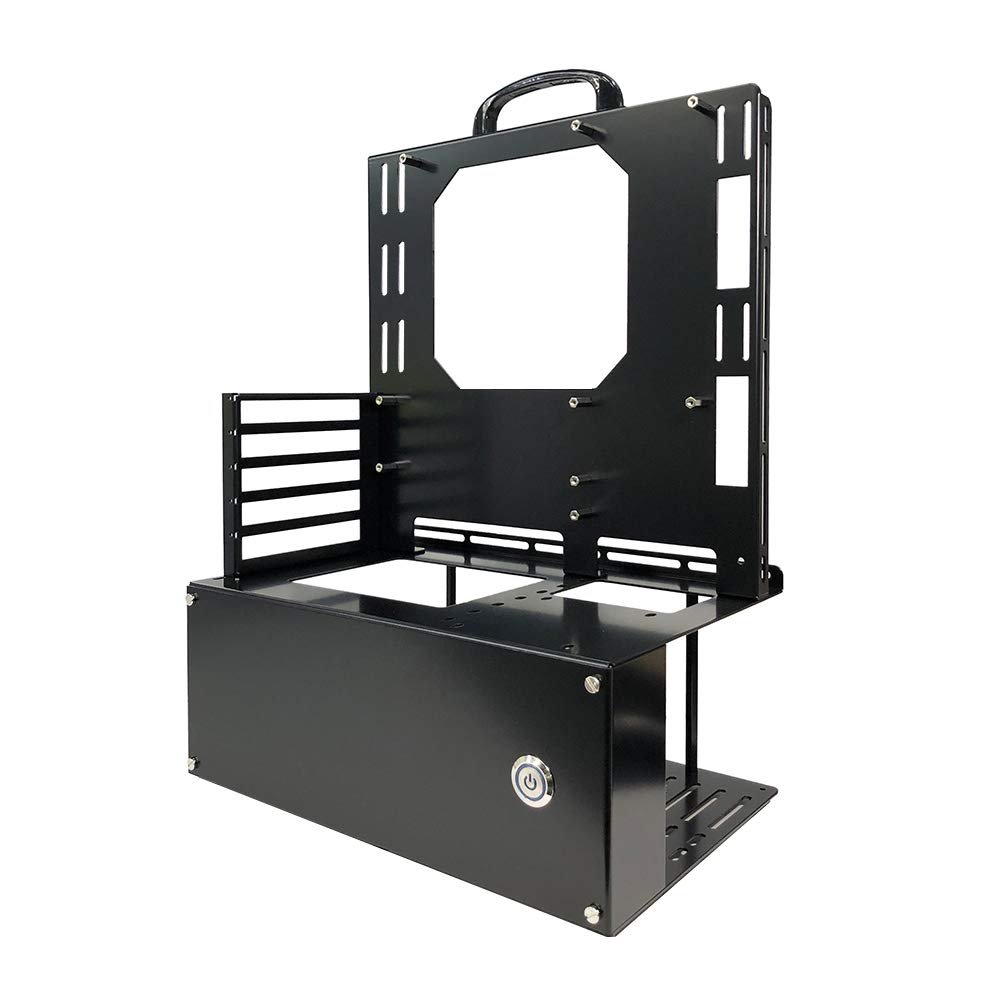 Nagao Seisakusho Open Frame Ver.Micro-ATX - Black Steel Case with 5 Expansion Slots, Supports ATX Power Supply Up to 220mm, Compatible with Mini-ITX, Mini-DTX, Micro-ATX Motherboards