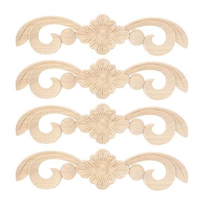 TOPINCN Wood Carved Corner Onlay Applique, Rubber Wood, Unpainted, Flower Pattern, European Style, Furniture Door Cabinet Decor, 4 Pieces