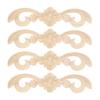 TOPINCN Wood Carved Corner Onlay Applique, Rubber Wood, Unpainted, Flower Pattern, European Style, Furniture Door Cabinet Decor, 4 Pieces view 1
