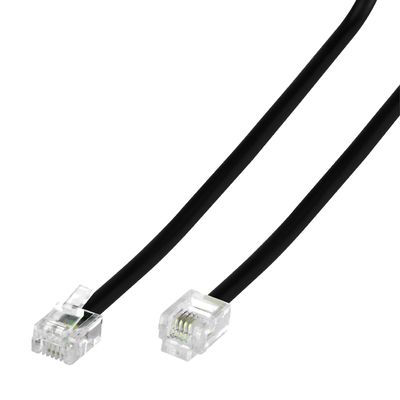 Conext Link RJ11 6P4C Modular Telephone Extension Cable Phone Cord Line Wire (7 Feet, Black)