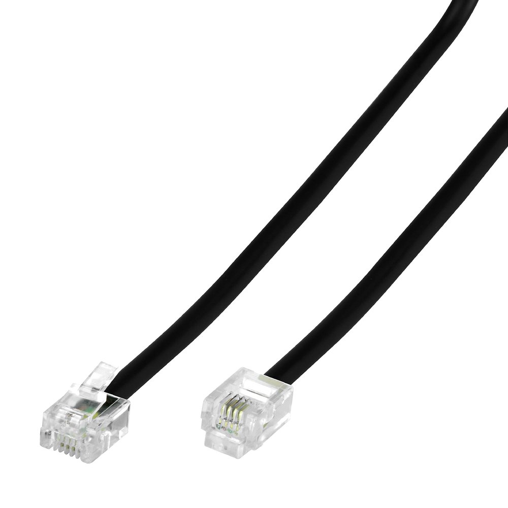 Conext Link RJ11 6P4C Modular Telephone Extension Cable Phone Cord Line Wire (7 Feet, Black)
