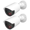 WALI Dummy Fake Camera, Surveillance Security CCTV Dome Camera, Indoor Outdoor Cameras, with One LED Light, Security Alert Sticker Decals (TC-W2), 2 Pack, White view 1