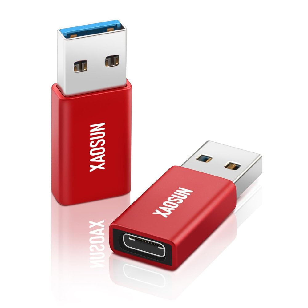 [10Gbps] USB C Female to USB Male Adapter (2-Pack), 3.1 USB A to USB C Adapter, XAOSUN One-Sided SuperSpeed Data Sync & 100W Fast Charging For iphone 15 Plus Pro Max, Laptop, Charger, Quest Link, etc.