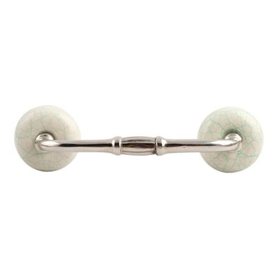 Indian Shelf 1 Pack Ceramic Drawer Handles for Cabinets and Drawers White Dresser Pulls for Door Silver Hardware 8" Hole to Hole -BH-482-CRACK-75