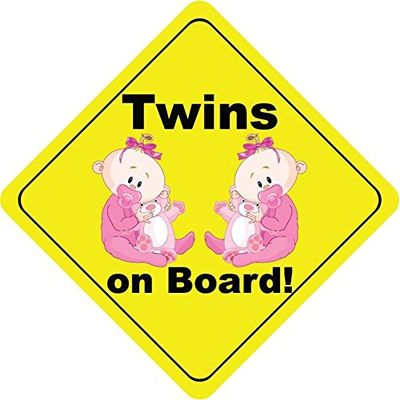 Twins On Board Girls Nipples Bear Cute Funny Baby Sticker Decal Design