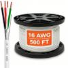 16 Gauge Wire (16 AWG) 4 Conductor Stranded Copper Shielded Cable 16/4 Home Electrical Wire Low Voltage Up to 300V CMP/CL3P Low Smoke Plenum Jacket USA Made (500ft - White) view 1