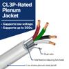 16 Gauge Wire (16 AWG) 4 Conductor Stranded Copper Shielded Cable 16/4 Home Electrical Wire Low Voltage Up to 300V CMP/CL3P Low Smoke Plenum Jacket USA Made (500ft - White) view 4