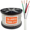 16 Gauge Wire (16 AWG)  4 Conductor Stranded Copper Shielded Cable  16/4 Home Electrical Wire  Low Voltage Up to 300V  CL3P Low Smoke Plenum Jacket  USA Made (1000ft - White) view 1