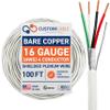 16 Gauge Wire (16 AWG) 4 Conductor Stranded Copper Shielded Cable 16/4 Home Electrical Wire Low Voltage Up to 300V CMP/CL3P Low Smoke Plenum Jacket USA Made (100ft - White) view 1
