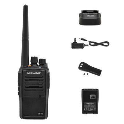 Midland MB400 - Business Two-Way Radio - Easy to Program - Long-Range 16 Channels Coverage for up to a 350,000 Square Foot Warehouse Construction Hospitality and Event Management - IP67 Waterproof