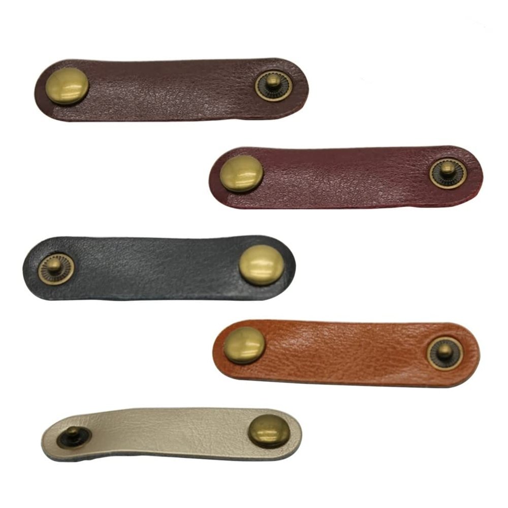 Hemobllo Leather Usb Cord Organizer with Snap Button Data for Headphones Usb and Cord Wrap