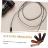 Hemobllo Leather Usb Cord Organizer with Snap Button Data for Headphones Usb and Cord Wrap view 4