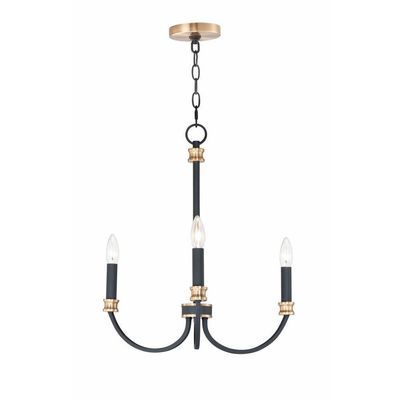 Maxim Charlton 3 Light Small Candle Style Chandelier with Black/Antique Brass Finish