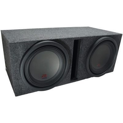 American Sound Connection 212VH Universal Car Stereo Dual 12" Vented Subwoofer Stereo Sub Box Ported Enclosure 5/8" MDF and R-W12D2 Type R Series Sub Dual 2 Ohm 2250W Peak 12" Subwoofer