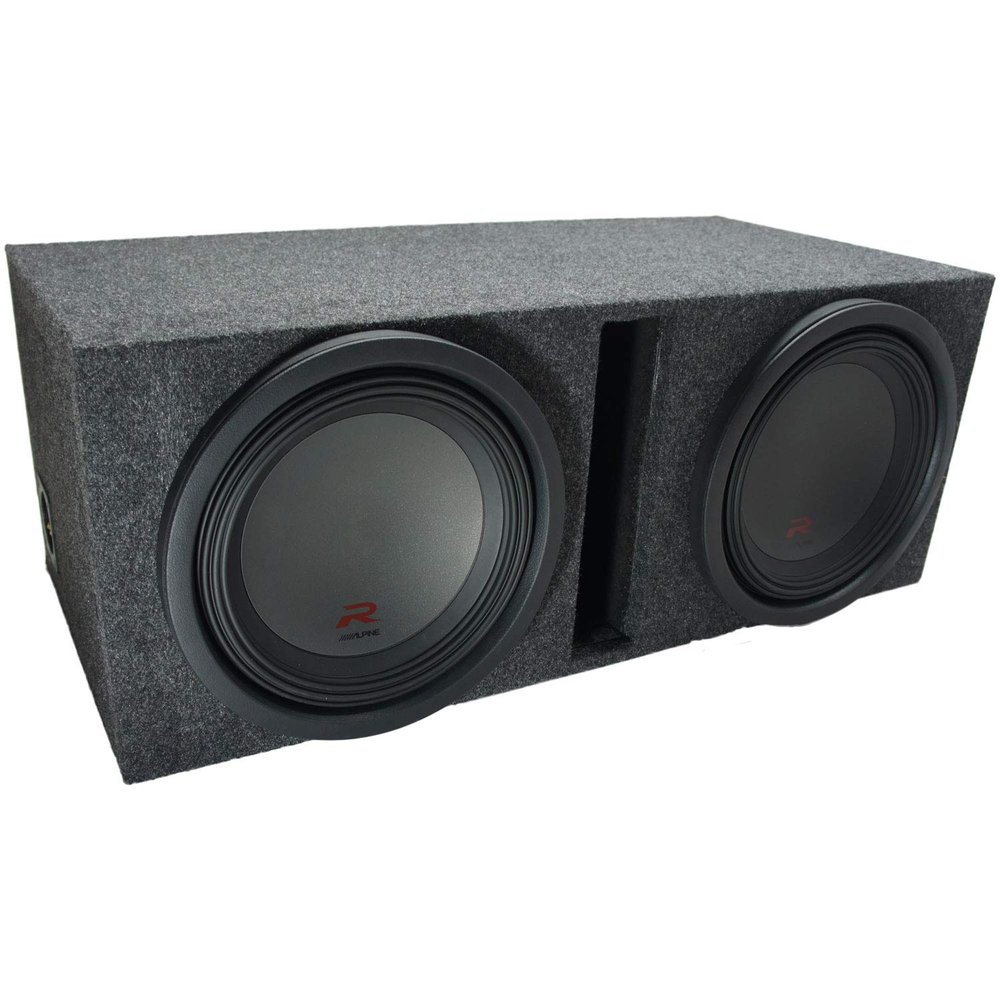 American Sound Connection 212VH Universal Car Stereo Dual 12" Vented Subwoofer Stereo Sub Box Ported Enclosure 5/8" MDF and R-W12D2 Type R Series Sub Dual 2 Ohm 2250W Peak 12" Subwoofer