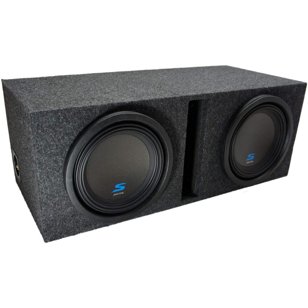 American Sound Connection Alpine Bundle Compatible with Universal Car S-W10D2 Type S Dual 10" Custom Loaded Sub Box Enclosure