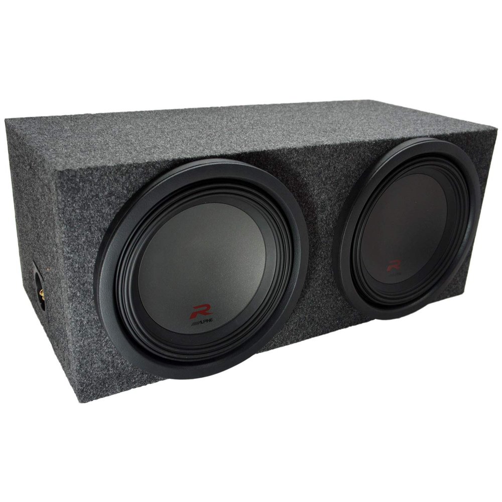 American Sound Connection Alpine Bundle Compatible with Universal Vehicles R-W12D2 Dual 12" Loaded Sub Box Enclosure