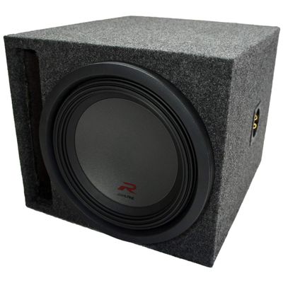 American Sound Connection 1X12VMBASS Universal Car Stereo Single 12" SPL Bass Subwoofer Labyrinth Vent Sub Box Stereo Enclosure and R-W12D4 Type R Series Sub Dual 4 Ohm 2250W Peak 12" Subwoofer