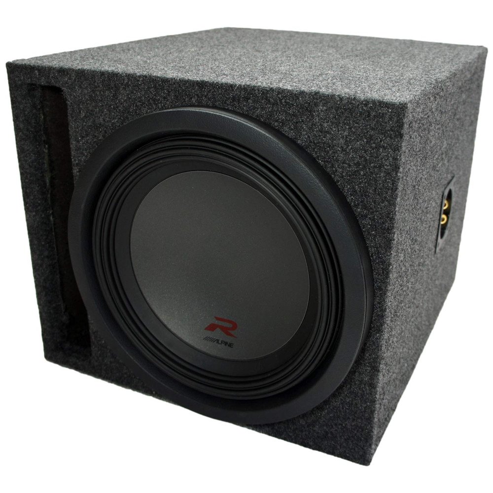 American Sound Connection 1X12VMBASS Universal Car Stereo Single 12" SPL Bass Subwoofer Labyrinth Vent Sub Box Stereo Enclosure and R-W12D4 Type R Series Sub Dual 4 Ohm 2250W Peak 12" Subwoofer