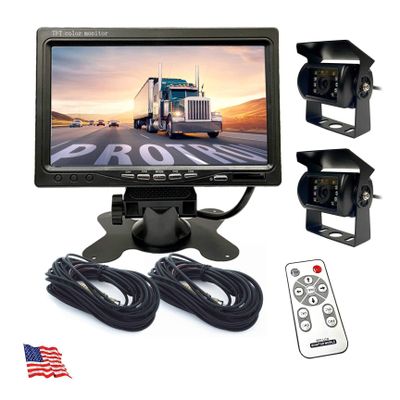 4CH Car Rear View Reverse Back up Camera with 7" TFT LCD Quad Split for Truck Kit /12-pin Connector