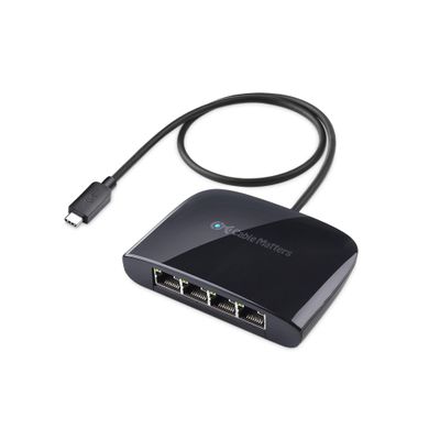 Cable Matters USB C to 4-Port Gigabit Ethernet Switch for Network Sharing on The Move, Thunderbolt Ethernet Splitter, USB C Gigabit Switch, Compatible with Thunderbolt 5/4