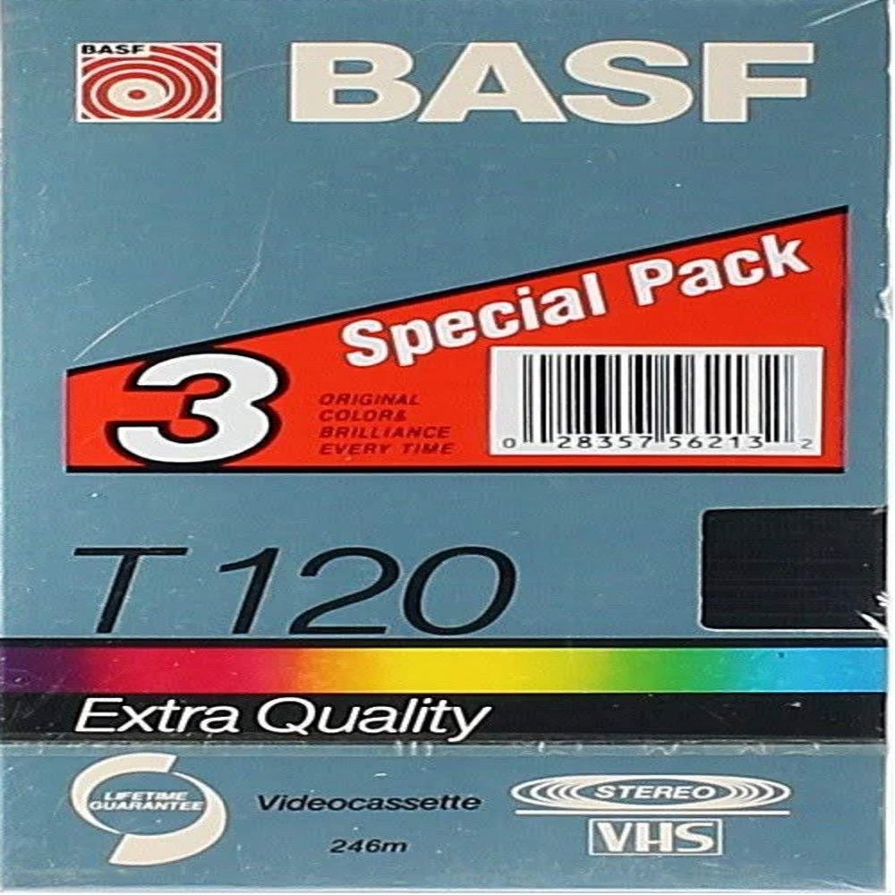 BASF 3 Pack Special T120 Extra Quality Video Cassette. VHS Tapes, VHS Video Tapes. Stereo VHS