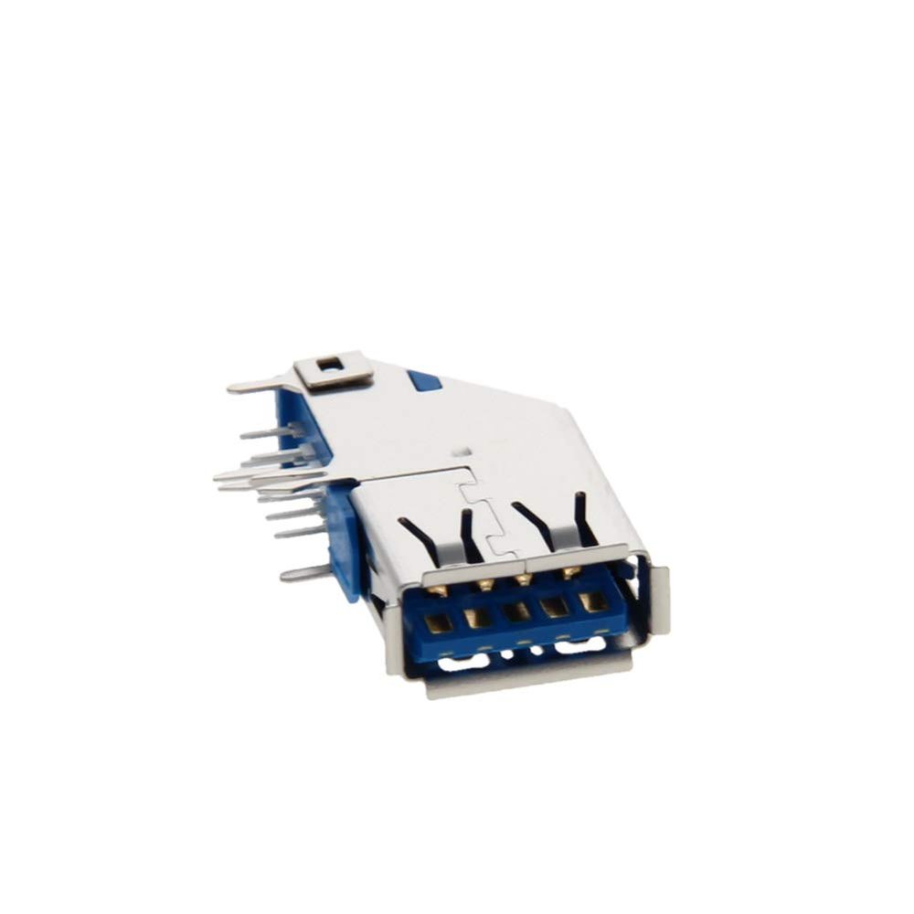 Fielect PCB USB Connector USB-AF 3.0 Female Jack 9 Pin Side Insert 90 Degree 5Pcs