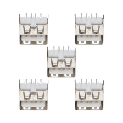Fielect PCB USB Connector USB-AF Female Jack 4 Pin 90 Degree No-Curled Edge Straight Insert 5Pcs