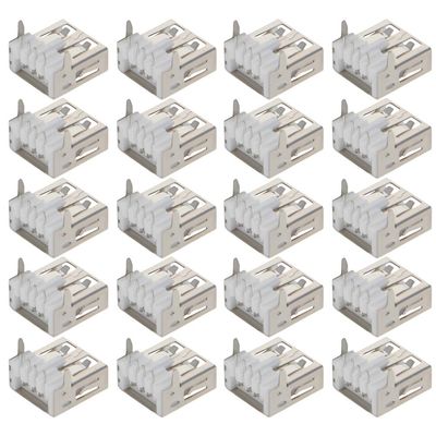 Fielect PCB USB Connector USB-AF Female Jack 4 Pin 90 Degree No-Curled Edge Straight Insert 20Pcs