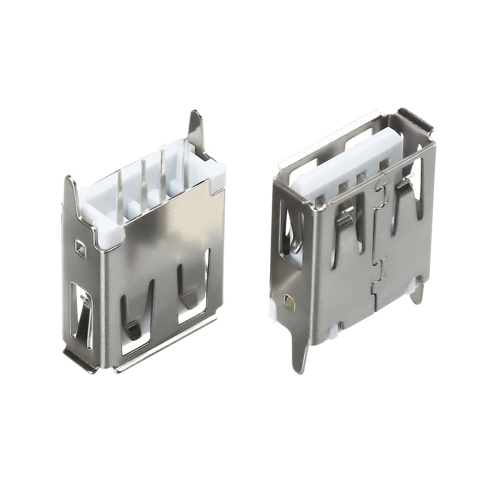 Fielect 15Pcs USB-A Female Socket Jack Connector 4 Pin 180 Degree Vertical Straight Insert PCB Connector, Repair Replacement Adapter